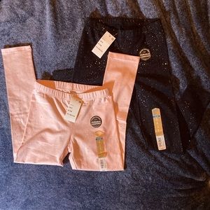 Girls S(7/8) Long Length Leggings 2 pack Black & Pink